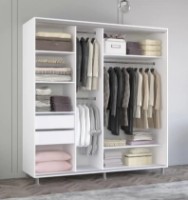 Dulap cu uşi glisante Mobildor-Lux Aron with Lamellas 200x210 White/Oak Sonoma (00010492) imaginea #2 — magazin online Desire.md