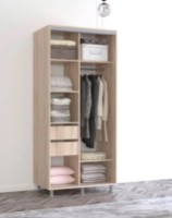 Dulap cu uşi glisante Mobildor-Lux Aron with Lamellas 110x240 Oak Sonoma/White (00010479) imaginea #2 — magazin online Desire.md