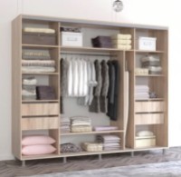 Dulap cu uşi glisante Mobildor-Lux Aron with Lamellas 260x220 Oak Sonoma/White (00010598) imaginea #2 — magazin online Desire.md