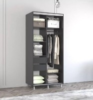 Шкаф-купе Mobildor-Lux Aron Chipboard/Mirror 100x240 Anthracite (aron777) фото №2 — интернет-магазин Desire.md