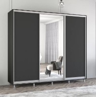 Dulap cu uşi glisante Mobildor-Lux Aron Chipboard/Mirror 260x240 Anthracite (aron3108) imaginea #1 — magazin online Desire.md
