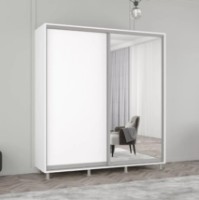 Dulap cu uşi glisante Mobildor-Lux Aron-P Chipboard/Mirror 200x220 White (00010613) imaginea #1 — magazin online Desire.md