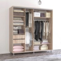 Dulap cu uşi glisante Mobildor-Lux Aron Chipboard/Mirror 200x200 Oak Sonoma (aron1804) imaginea #2 — magazin online Desire.md