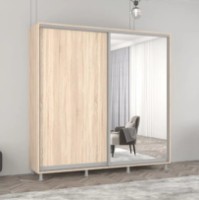 Dulap cu uşi glisante Mobildor-Lux Aron Chipboard/Mirror 230x230 Oak Sonoma (aron2256) imaginea #1 — magazin online Desire.md