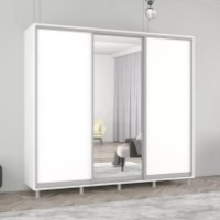 Dulap cu uşi glisante Mobildor-Lux Aron Chipboard/Mirror 270x210 White (aron3879)