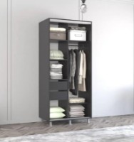 Dulap cu uşi glisante Mobildor-Lux Aron Mirror 100x240 Anthracite (aron659) imaginea #2 — magazin online Desire.md