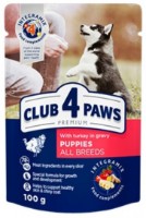 Hrană umedă pentru câini Club 4 Paws Puppies All Breeds with Turkey in Gravy 80g
