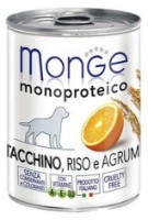 Hrană umedă pentru câini Monge Superpremium Monoproteico Paté Tacchino/Riso/Agrum 400g