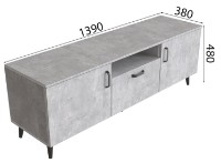 Тумба под ТВ Ferrum-Decor Lester 139x38x45 Beton/Black (LEST100) фото №4 — интернет-магазин Desire.md