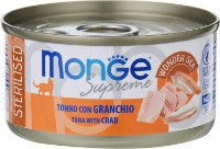 Hrană umedă pentru pisici Monge Supreme Sterilised Tuna/Crab 80g