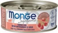 Hrană umedă pentru pisici Monge Supreme Sterilised Tuna/Rice/Goji 80g