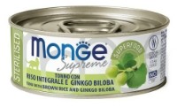 Hrană umedă pentru pisici Monge Supreme Sterilised Tuna/Rice/Ginkgo Biloba 80g