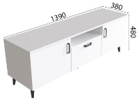 Тумба под ТВ Ferrum-Decor Lester 139x38x45 White/Black (LEST106) фото №4 — интернет-магазин Desire.md