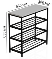 Rafturi pentru pantofi Ferrum-Decor Slime 3 63.5x63x26 White/Black (SLA301) imaginea #2 — magazin online Desire.md