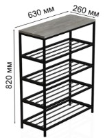 Обувница Ferrum-Decor Slime 4 82x63x26 Beton/Black (SLA407) фото №5 — интернет-магазин Desire.md