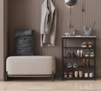 Обувница Ferrum-Decor Slime 4 82x63x26 Beton/Black (SLA407) фото №1 — интернет-магазин Desire.md