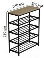 Rafturi pentru pantofi Ferrum-Decor Slime 4 82x63x26 Oak Sonoma/Black (SLA404) imaginea #3 — magazin online Desire.md