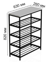 Обувница Ferrum-Decor Slime 4 82x63x26 White/Black (SLA401) фото №4 — интернет-магазин Desire.md
