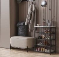 Обувница Ferrum-Decor Slime 4 82x63x26 White/Black (SLA401) фото №2 — интернет-магазин Desire.md