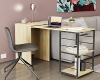 Masa de birou Ferrum-Decor Smart 2/1 75x145x50 Oak Sonoma/Black (SMART203) imaginea #1 — magazin online Desire.md