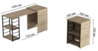 Masa de birou Ferrum-Decor Smart 2/1 75x145x50 Oak Sonoma/Black (SMART203) imaginea #5 — magazin online Desire.md