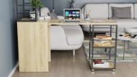 Masa de birou Ferrum-Decor Smart 3/2 143x145x60 Oak Sonoma/Black (SMART310) imaginea #5 — magazin online Desire.md