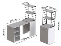 Письменный стол Ferrum-Decor Smart 3/2 143x145x60 White/Black (SMART307) фото №4 — интернет-магазин Desire.md