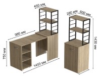 Masa de birou Ferrum-Decor Smart 4/2 143x145x60 Oak Sonoma/Black (SMART410) imaginea #3 — magazin online Desire.md