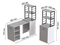 Письменный стол Ferrum-Decor Smart 4/2 143x145x60 White/Black (SMART407) фото №2 — интернет-магазин Desire.md