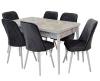 Set masă și scaune Magnusplus Arya Carara 170/130x80x77H + 6 Chairs Dark Grey imaginea #1 — magazin online Desire.md