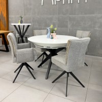 Обеденный стол Deco Nova Furnir 127/177/227x79H White/Black+Black Legs фото №3 — интернет-магазин Desire.md