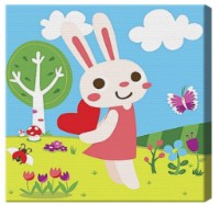 Tablou pe numere Art Gallery Premium 20x20cm Iepuraș cu inimă (BX2041)