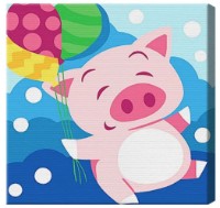 Tablou pe numere Art Gallery Premium 20x20cm Porc cu baloane (B105)