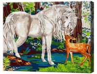 Tablou pe numere Art Gallery Premium 20x30cm Unicorn și căprioare (CX3630)