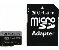 Сard de memorie Verbatim microSD 256Gb Pro 600X Class10 UHS-I U3 V30 + SD Adapter (47045)