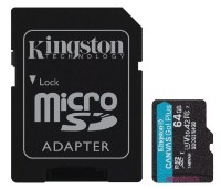 Сard de memorie Kingston microSD 64Gb Class10 A2 UHS-I U3 (V30) + SD Adapter (SDCG4/64GB)