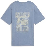 Tricou de dame Puma Graphic Paradise Mindset Washed Relaxed Tee Cool Blue, s.M imaginea #2 — magazin online Desire.md