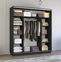 Dulap cu uşi glisante Mobildor-Lux Fox Chipboard/Mirror 230x240 Anthracite (fox6747) imaginea #2 — magazin online Desire.md