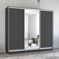 Dulap cu uşi glisante Mobildor-Lux Fox Chipboard/Mirror 260x220 Anthracite (fox6665) imaginea #1 — magazin online Desire.md