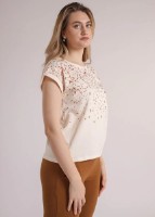 Женская футболка Bumbacel WT37035_0106B3_M6 Cream, s.XXL фото №1 — интернет-магазин Desire.md