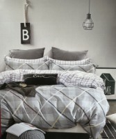 Постельное бельё O’llessya New Style Bumbac 200x220cm Gri/Alb/Cafeniu/Albastru (12868/1)