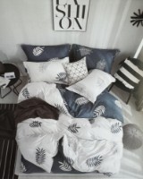Постельное бельё O’llessya New Style Satin 200x220cm Gri Inchis/Alb (13372/2)