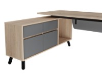 Письменный стол Deco Fusion + Box Left 180x80/155x40 Oak Sonoma/Anthracite (T2FBS1808) фото №2 — интернет-магазин Desire.md