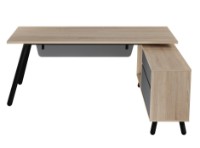 Письменный стол Deco Fusion + Box Right 180x80/155x40 Oak Sonoma/Anthracite (T2FBD1808) фото №2 — интернет-магазин Desire.md