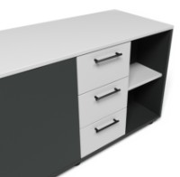 Тумба Deco Office Core 130x50x68 Grey/White фото №4 — интернет-магазин Desire.md