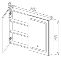 Dulap cu oglindă Bayro Optima 1000x700 Led Touch (122334) imaginea #3 — magazin online Desire.md