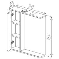 Dulap cu oglindă Bayro Studio 700x750 L (121570) imaginea #4 — magazin online Desire.md