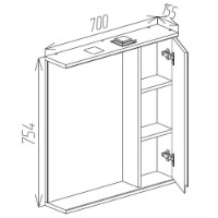 Dulap cu oglindă Bayro Studio 700x750 R (121571) imaginea #4 — magazin online Desire.md