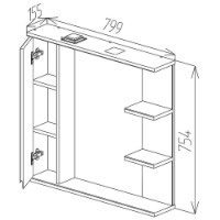 Dulap cu oglindă Bayro Studio 800x750 L (121572) imaginea #4 — magazin online Desire.md