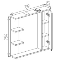 Dulap cu oglindă Bayro Studio 800x750 R (121573) imaginea #4 — magazin online Desire.md